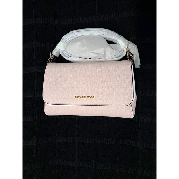 MICHAEL KORS Jet Set Medium MK Logo PVC Convertible Crossbody Pouchette Bag - Picture 5 of 13